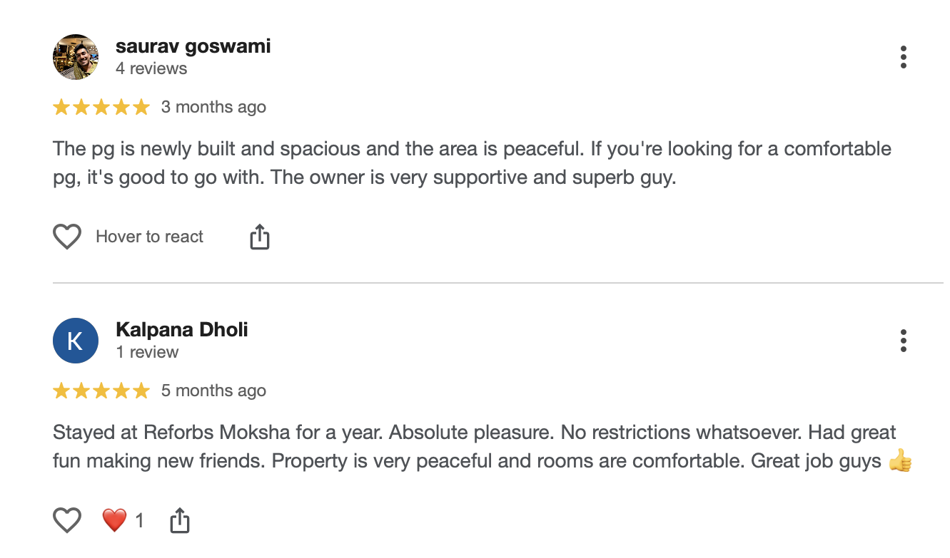 Google reviews from Saurav Goswami and Kalpana Dholi